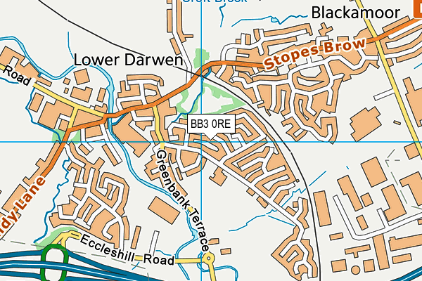 BB3 0RE map - OS VectorMap District (Ordnance Survey)