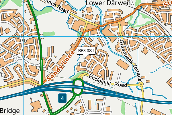 BB3 0SJ map - OS VectorMap District (Ordnance Survey)