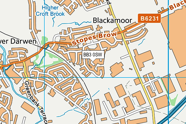 BB3 0SW map - OS VectorMap District (Ordnance Survey)