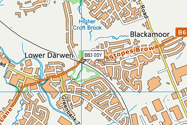 BB3 0SY map - OS VectorMap District (Ordnance Survey)