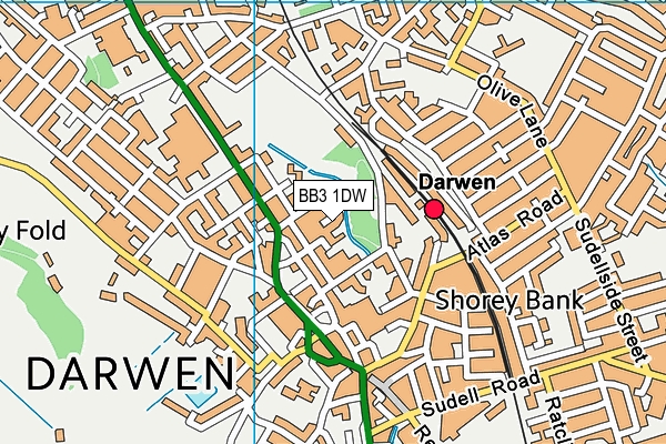 BB3 1DW map - OS VectorMap District (Ordnance Survey)