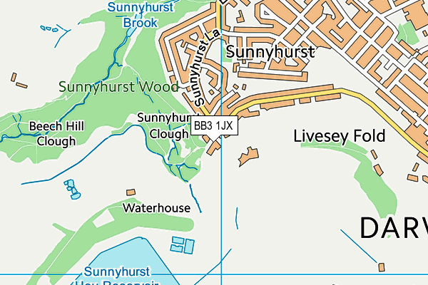 BB3 1JX map - OS VectorMap District (Ordnance Survey)