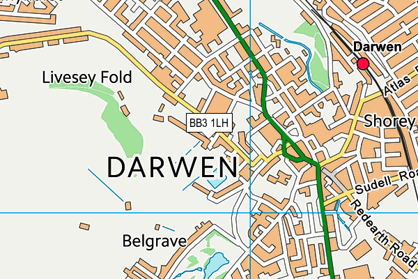 BB3 1LH map - OS VectorMap District (Ordnance Survey)