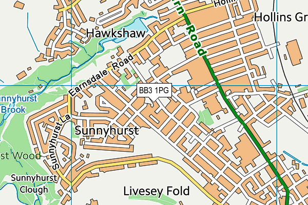 BB3 1PG map - OS VectorMap District (Ordnance Survey)