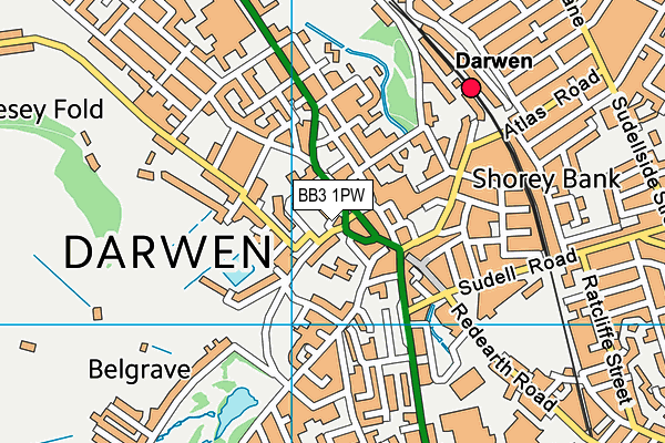 Darwen Leisure Centre map (BB3 1PW) - OS VectorMap District (Ordnance Survey)