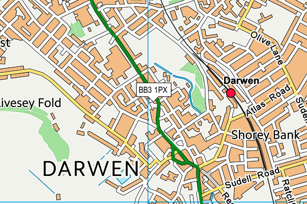 Map of TYRES WORLD DARWEN LIMITED at district scale