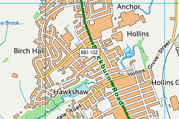 BB3 1QZ map - OS VectorMap District (Ordnance Survey)