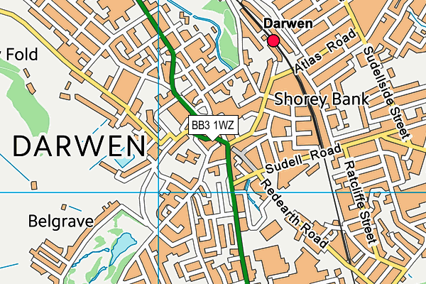 BB3 1WZ map - OS VectorMap District (Ordnance Survey)