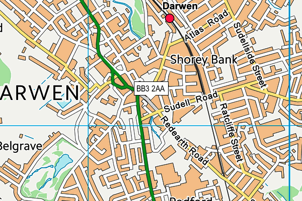 BB3 2AA map - OS VectorMap District (Ordnance Survey)