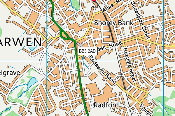 BB3 2AD map - OS VectorMap District (Ordnance Survey)