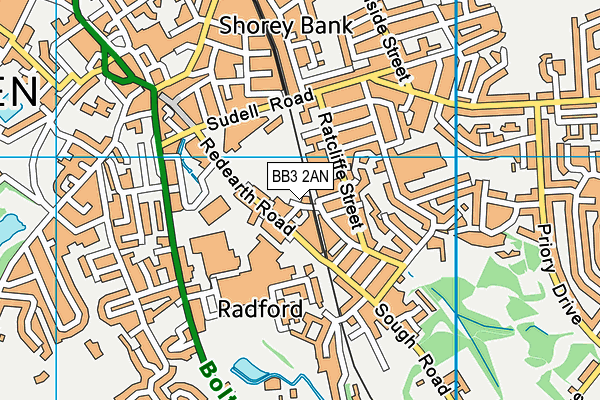 BB3 2AN map - OS VectorMap District (Ordnance Survey)