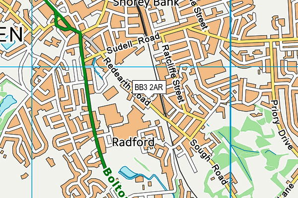 BB3 2AR map - OS VectorMap District (Ordnance Survey)