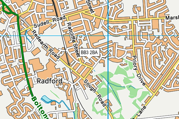 BB3 2BA map - OS VectorMap District (Ordnance Survey)