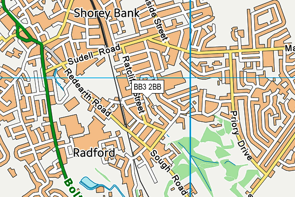BB3 2BB map - OS VectorMap District (Ordnance Survey)