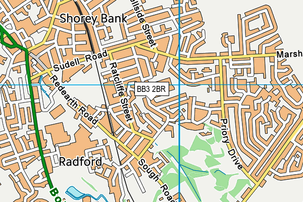 BB3 2BR map - OS VectorMap District (Ordnance Survey)