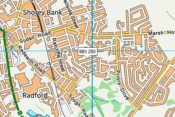 BB3 2BS map - OS VectorMap District (Ordnance Survey)