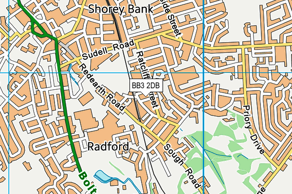 BB3 2DB map - OS VectorMap District (Ordnance Survey)