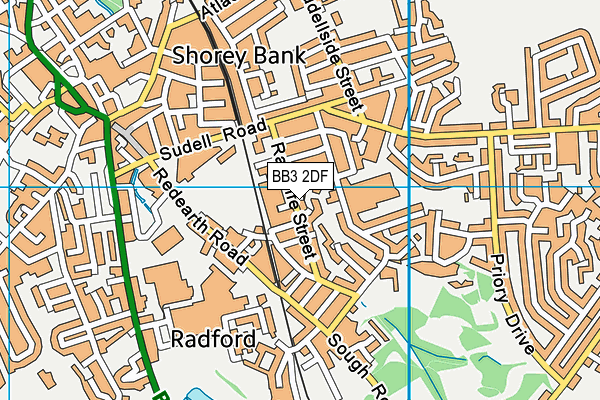 BB3 2DF map - OS VectorMap District (Ordnance Survey)