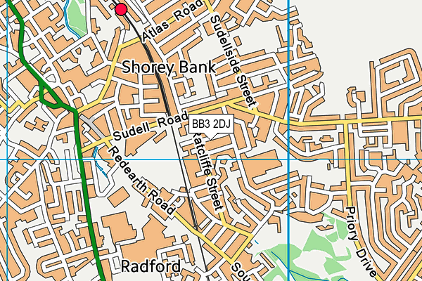 BB3 2DJ map - OS VectorMap District (Ordnance Survey)