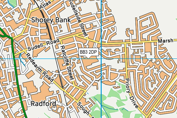 BB3 2DP map - OS VectorMap District (Ordnance Survey)