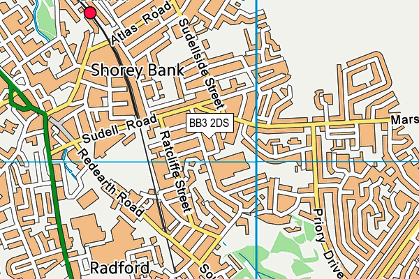 BB3 2DS map - OS VectorMap District (Ordnance Survey)