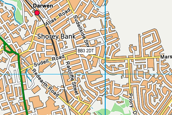 BB3 2DT map - OS VectorMap District (Ordnance Survey)