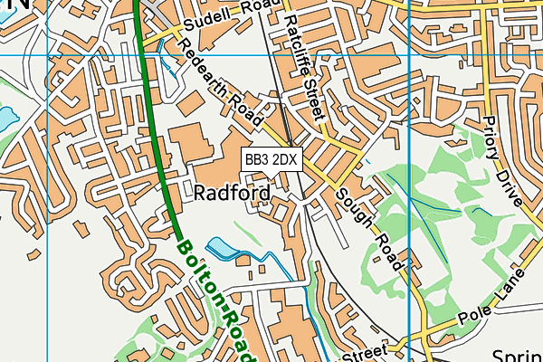 BB3 2DX map - OS VectorMap District (Ordnance Survey)