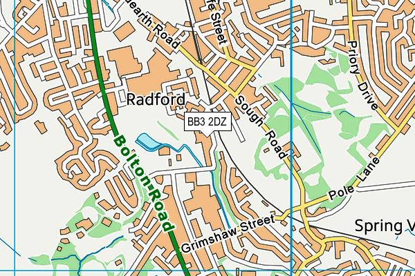 BB3 2DZ map - OS VectorMap District (Ordnance Survey)