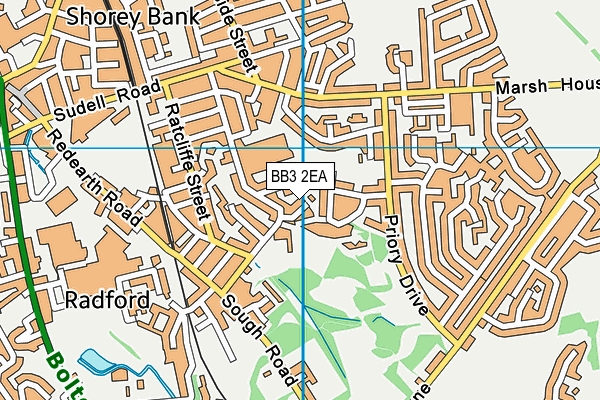 BB3 2EA map - OS VectorMap District (Ordnance Survey)