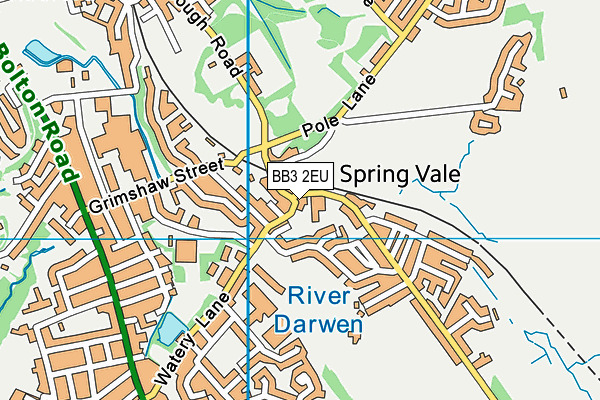 BB3 2EU map - OS VectorMap District (Ordnance Survey)