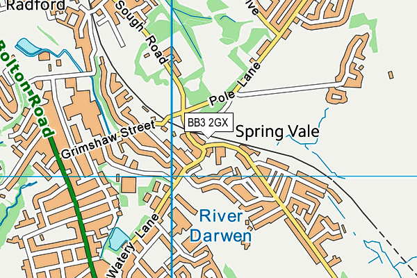 BB3 2GX map - OS VectorMap District (Ordnance Survey)