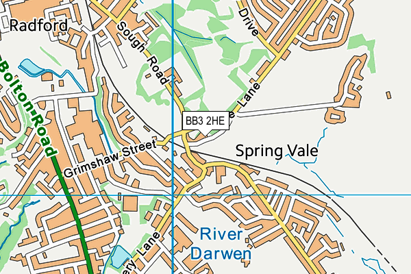 BB3 2HE map - OS VectorMap District (Ordnance Survey)