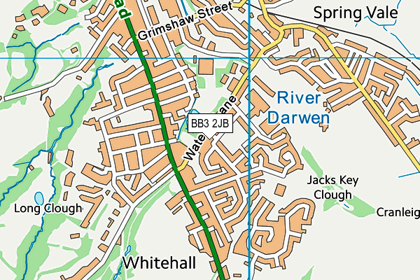 BB3 2JB map - OS VectorMap District (Ordnance Survey)