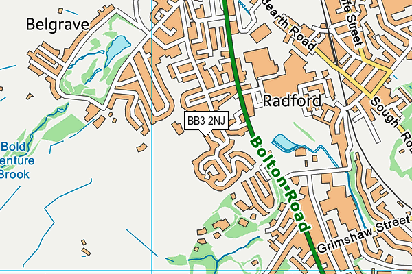 BB3 2NJ map - OS VectorMap District (Ordnance Survey)