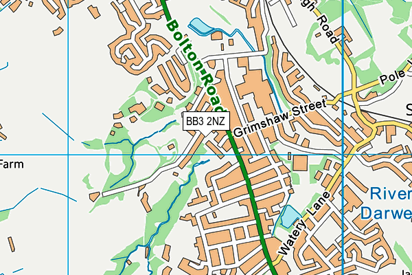 BB3 2NZ map - OS VectorMap District (Ordnance Survey)