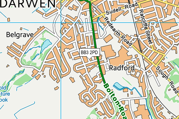 BB3 2PD map - OS VectorMap District (Ordnance Survey)