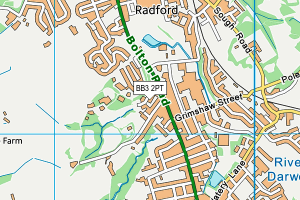 BB3 2PT map - OS VectorMap District (Ordnance Survey)