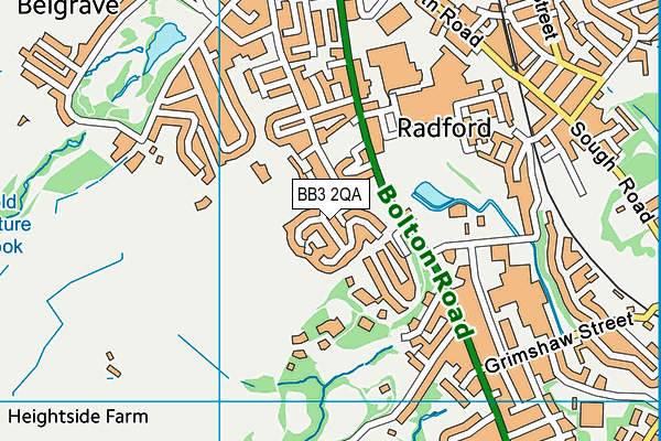 BB3 2QA map - OS VectorMap District (Ordnance Survey)