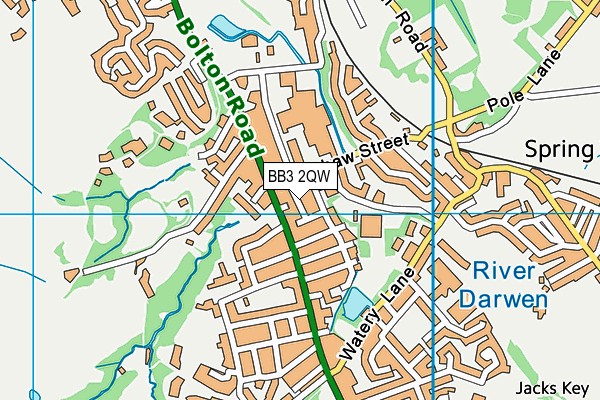 BB3 2QW map - OS VectorMap District (Ordnance Survey)