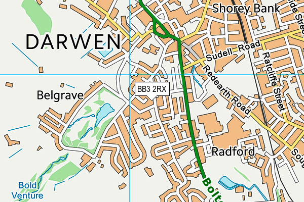 BB3 2RX map - OS VectorMap District (Ordnance Survey)