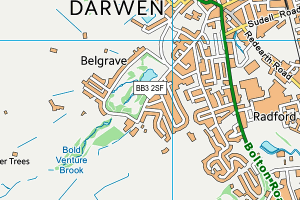 BB3 2SF map - OS VectorMap District (Ordnance Survey)