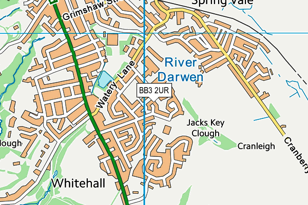 BB3 2UR map - OS VectorMap District (Ordnance Survey)