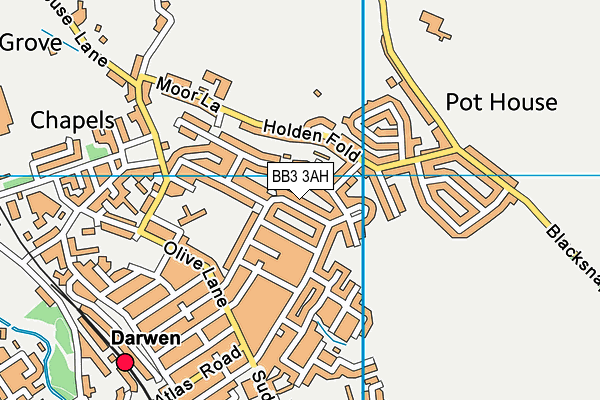 BB3 3AH map - OS VectorMap District (Ordnance Survey)