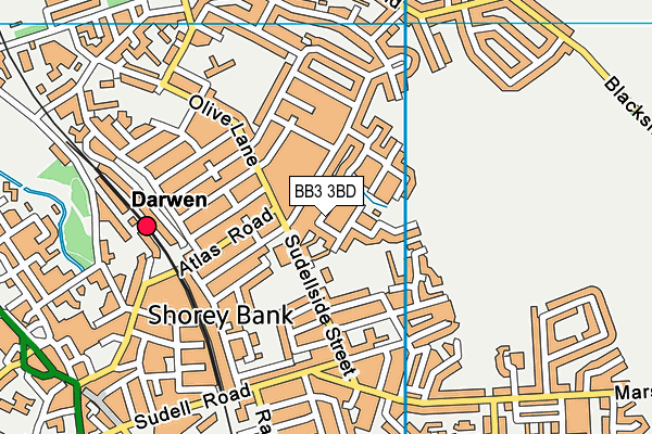 BB3 3BD map - OS VectorMap District (Ordnance Survey)