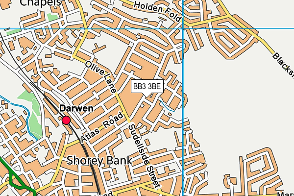 BB3 3BE map - OS VectorMap District (Ordnance Survey)