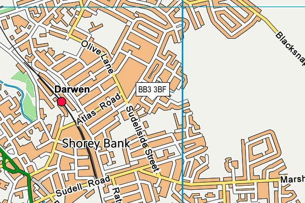 BB3 3BF map - OS VectorMap District (Ordnance Survey)