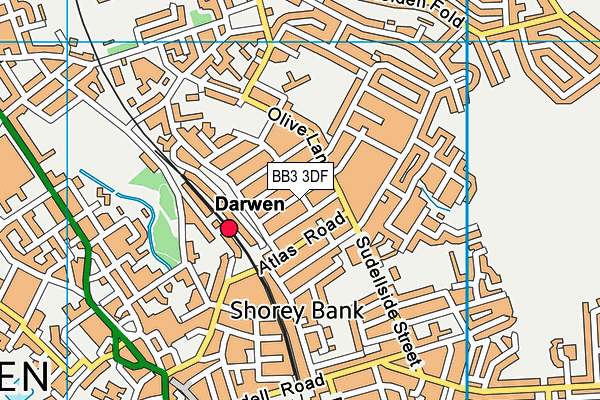 BB3 3DF map - OS VectorMap District (Ordnance Survey)