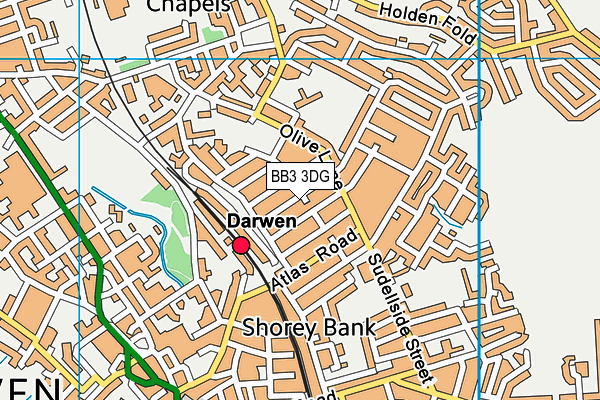 BB3 3DG map - OS VectorMap District (Ordnance Survey)
