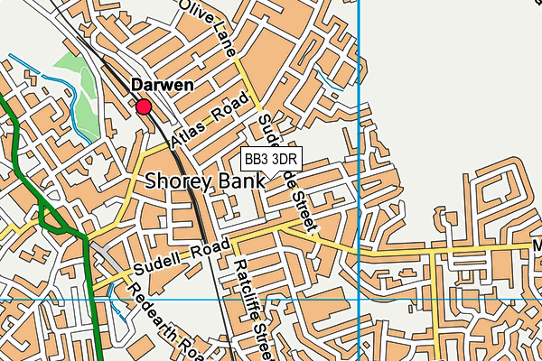 BB3 3DR map - OS VectorMap District (Ordnance Survey)
