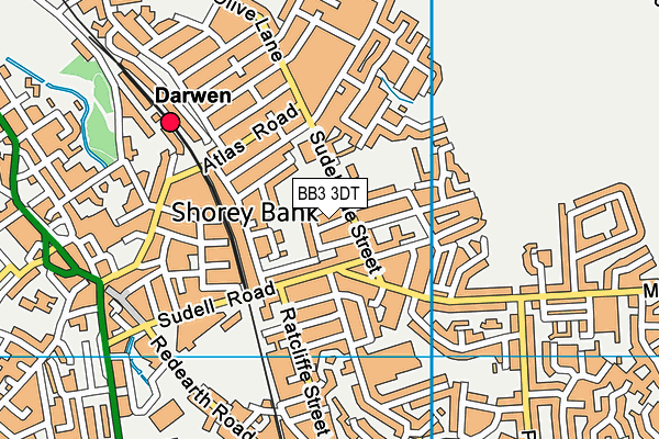 BB3 3DT map - OS VectorMap District (Ordnance Survey)